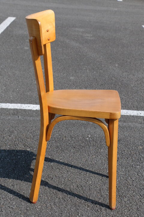 Set of 6 Baumann light beech bistro chairs model N°24
