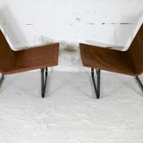 Pair of KEBE drivers, Denmark, circa 1975. Steel and "chocolate" canvas