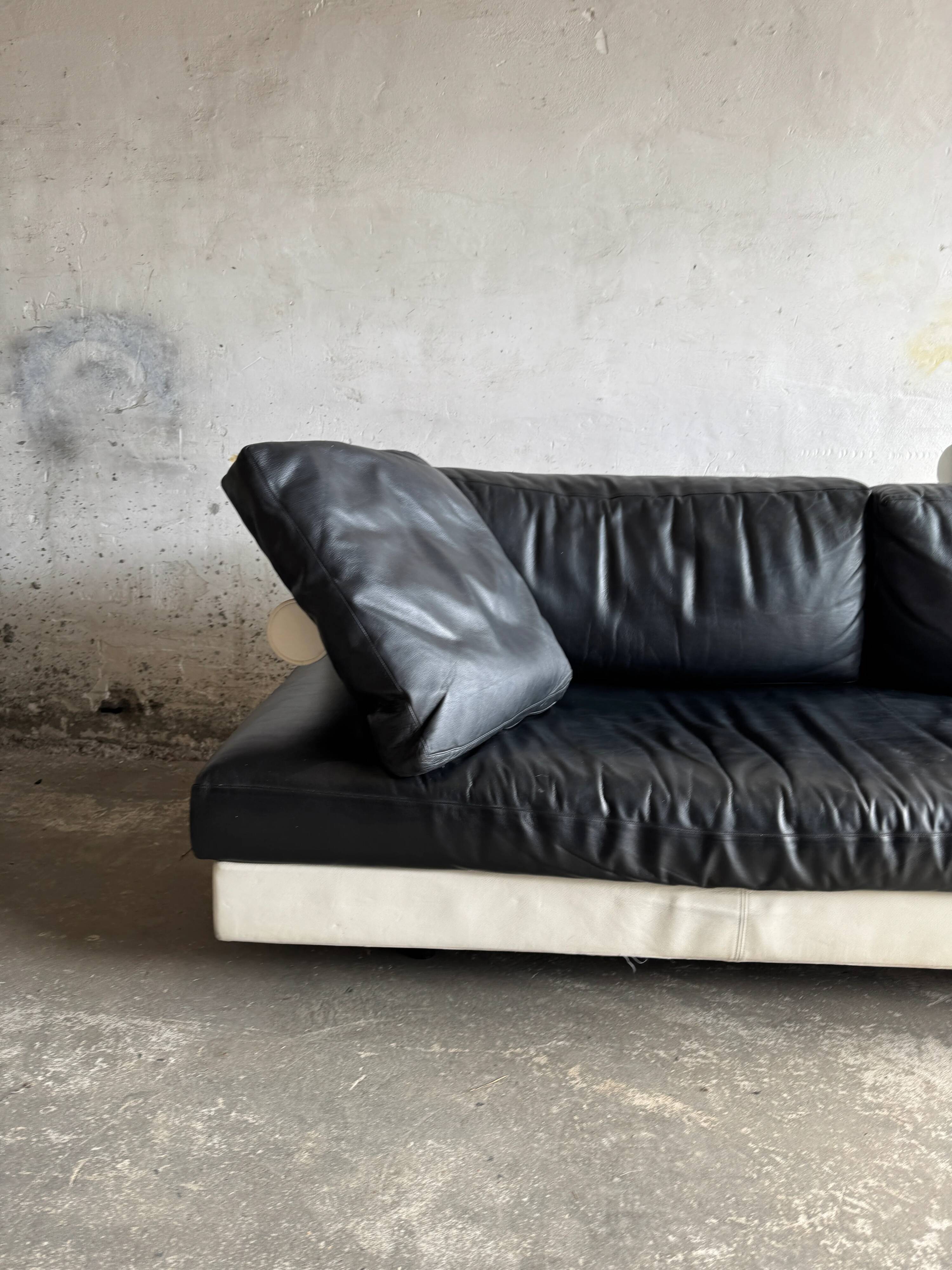 BnB Italia black and white leather sofa – 2-seater module