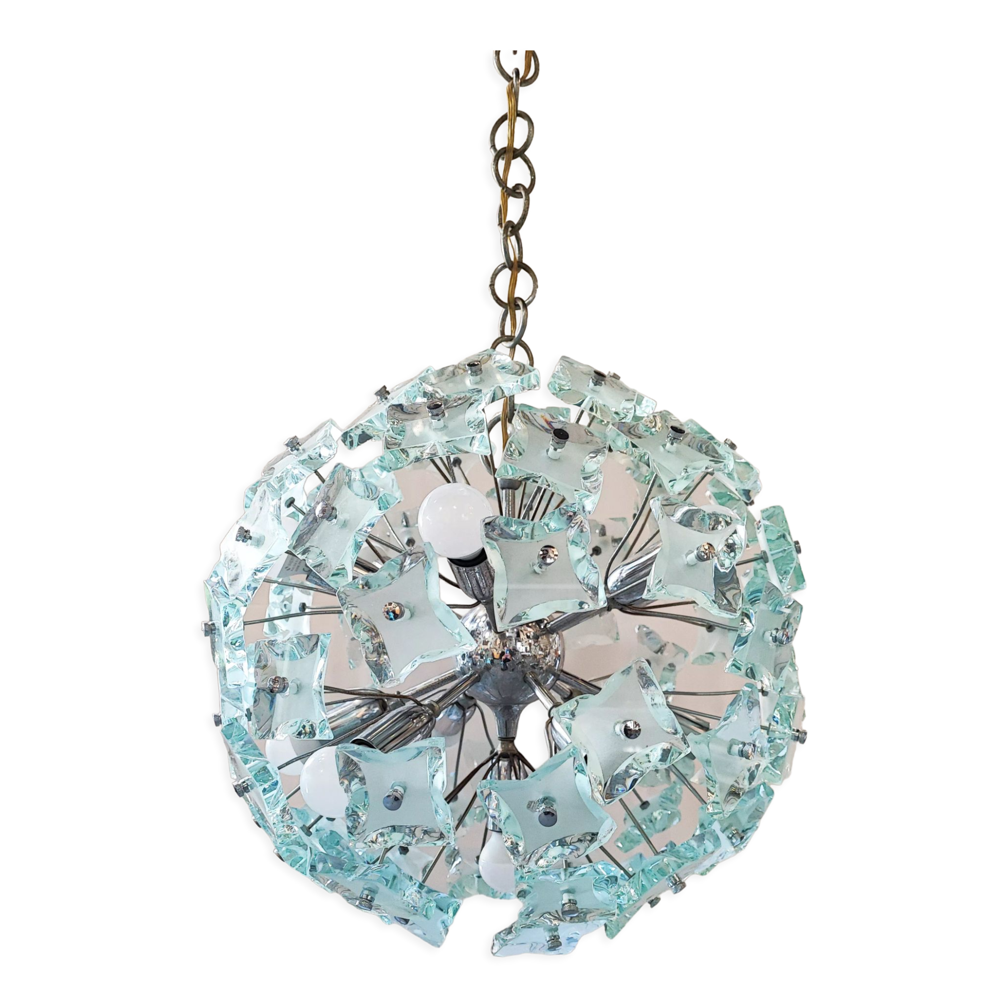 Sputnik chandelier cut glass 1960
