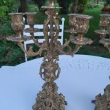 Pair of bronze chandeliers
