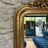 Antique mirror 173/94.5cm Louis-Philippe with a pediment and beaded overmantel.