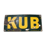 Publicité kub verte et jaune sur plaque émaillée