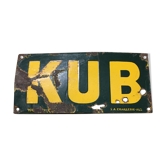 Publicité kub verte et jaune sur plaque émaillée