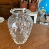 Hyacinth vase in molded transparent glass vintage pattern