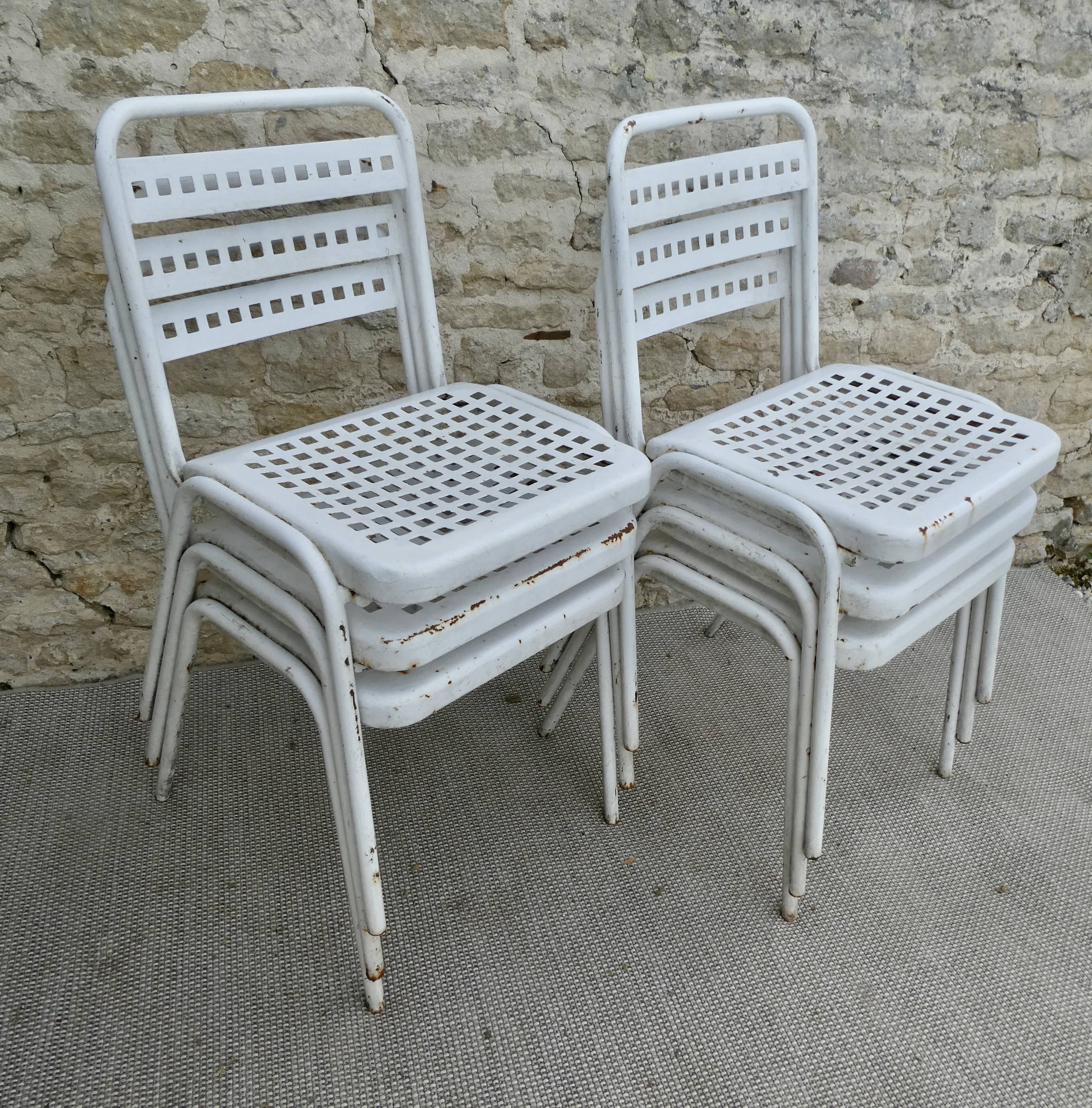 6 metal chairs Souvignet France, circa 1960