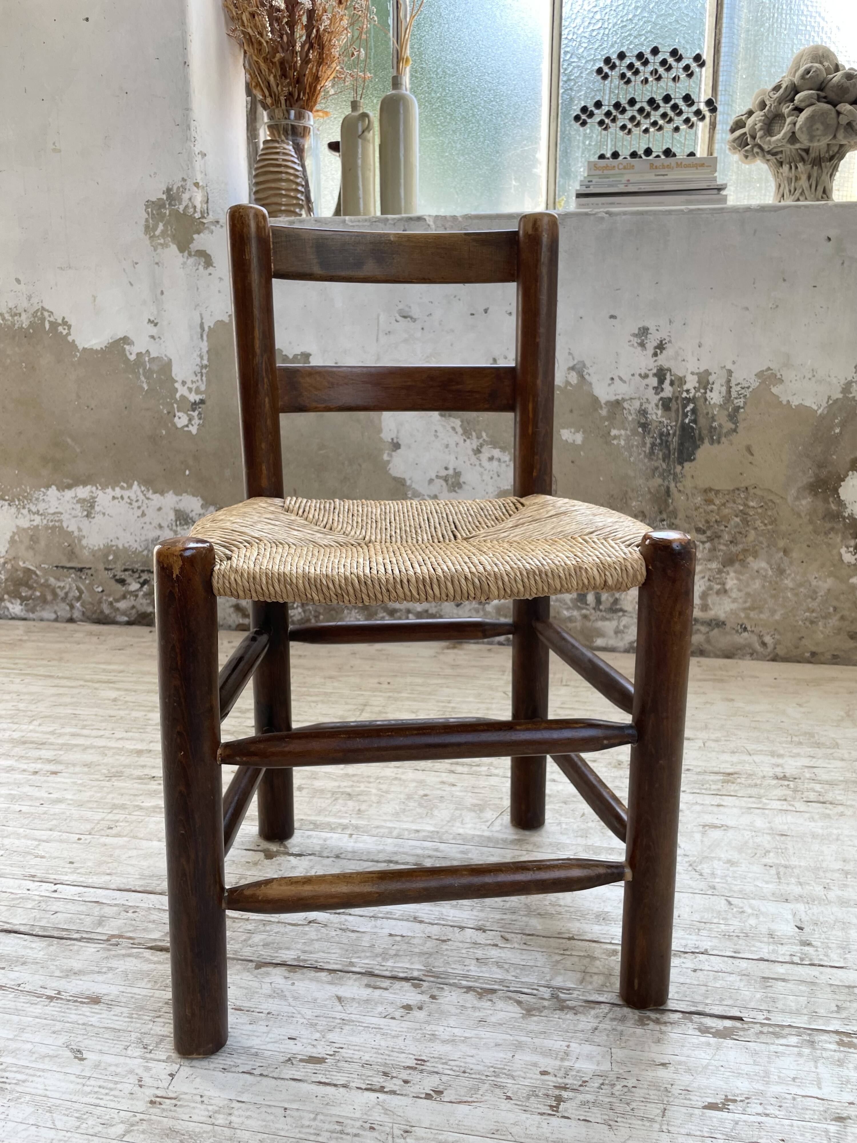 6 straw and oak chairs, mountain furniture
