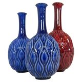 Blue and red peacock vases Midcentury Sven Erik Skawonius Upsala Ekeby, 1950s