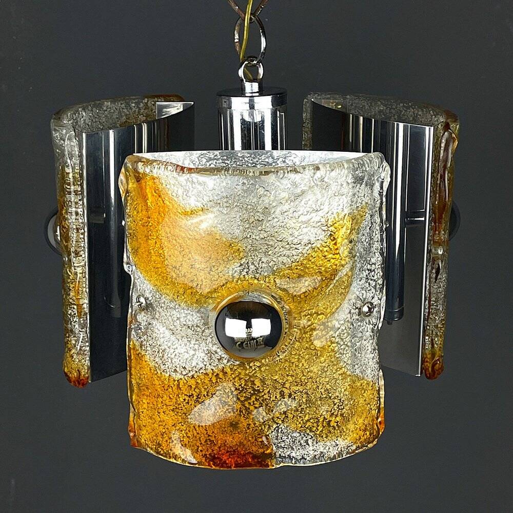 Murano glass chandelier ice mid-century by Av Mazzega, Italy, 1970s