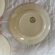 Set of 3 flat plates in polychrome ironstone E. Bourgeois