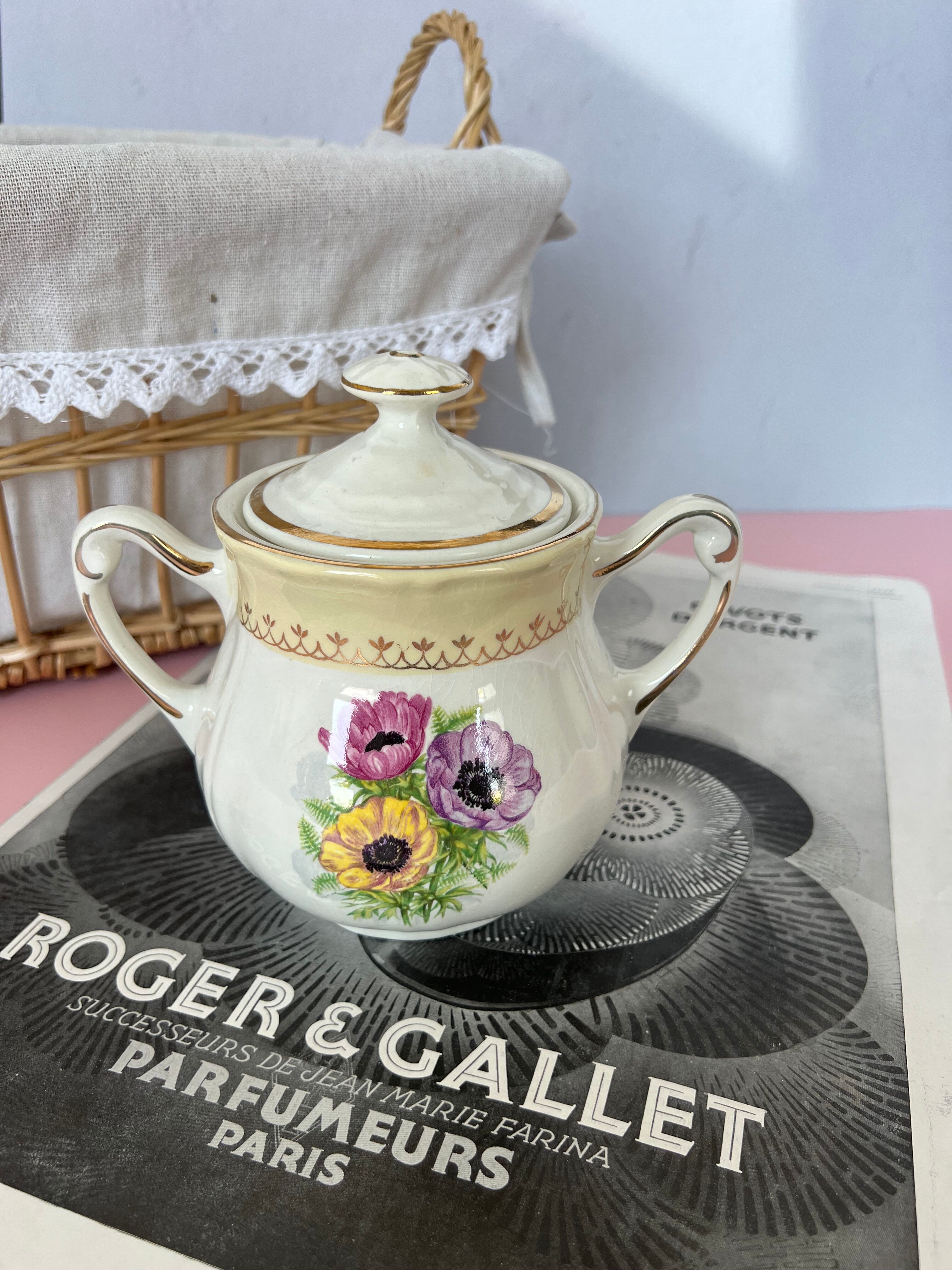 Sugar double handles porcelain the Amandinoise model Coopélia