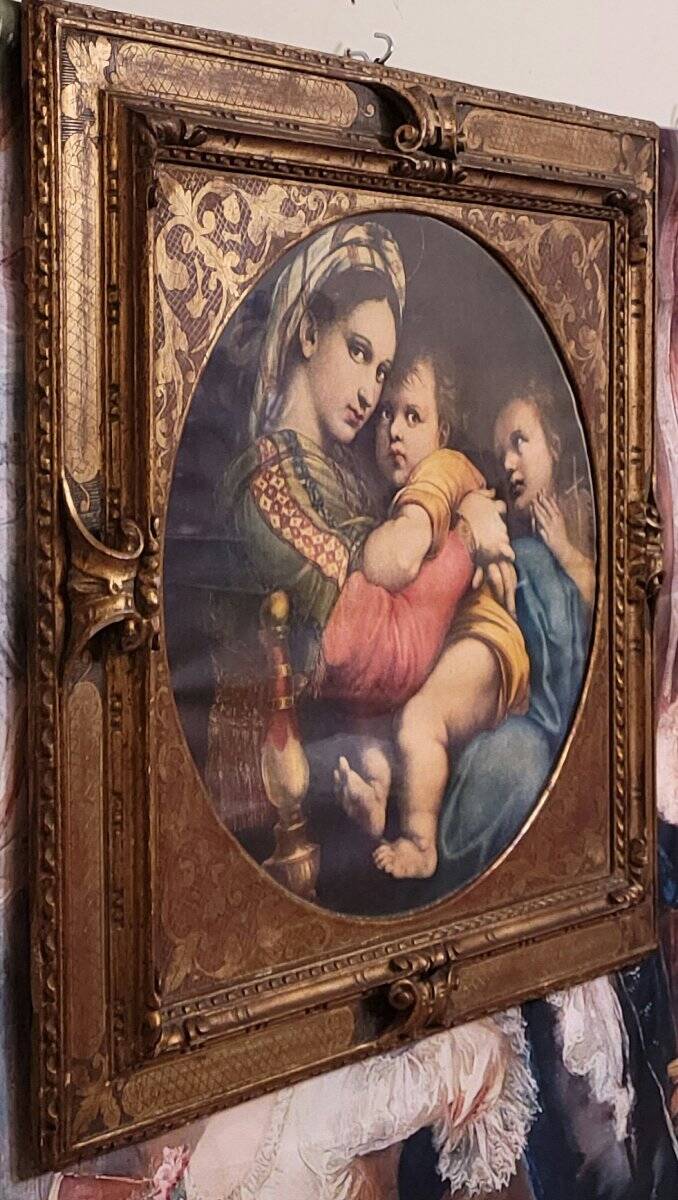 Virgin on the Chair by Raphael: Lithograph from the late 19th century.