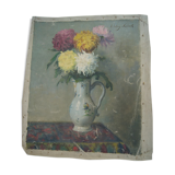 Still life with bouquet of flowers oil on canvas signed