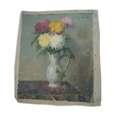 Nature morte au bouquet de fleurs huile sur toile signée