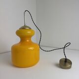 Vintage orange opaline suspension light 1970