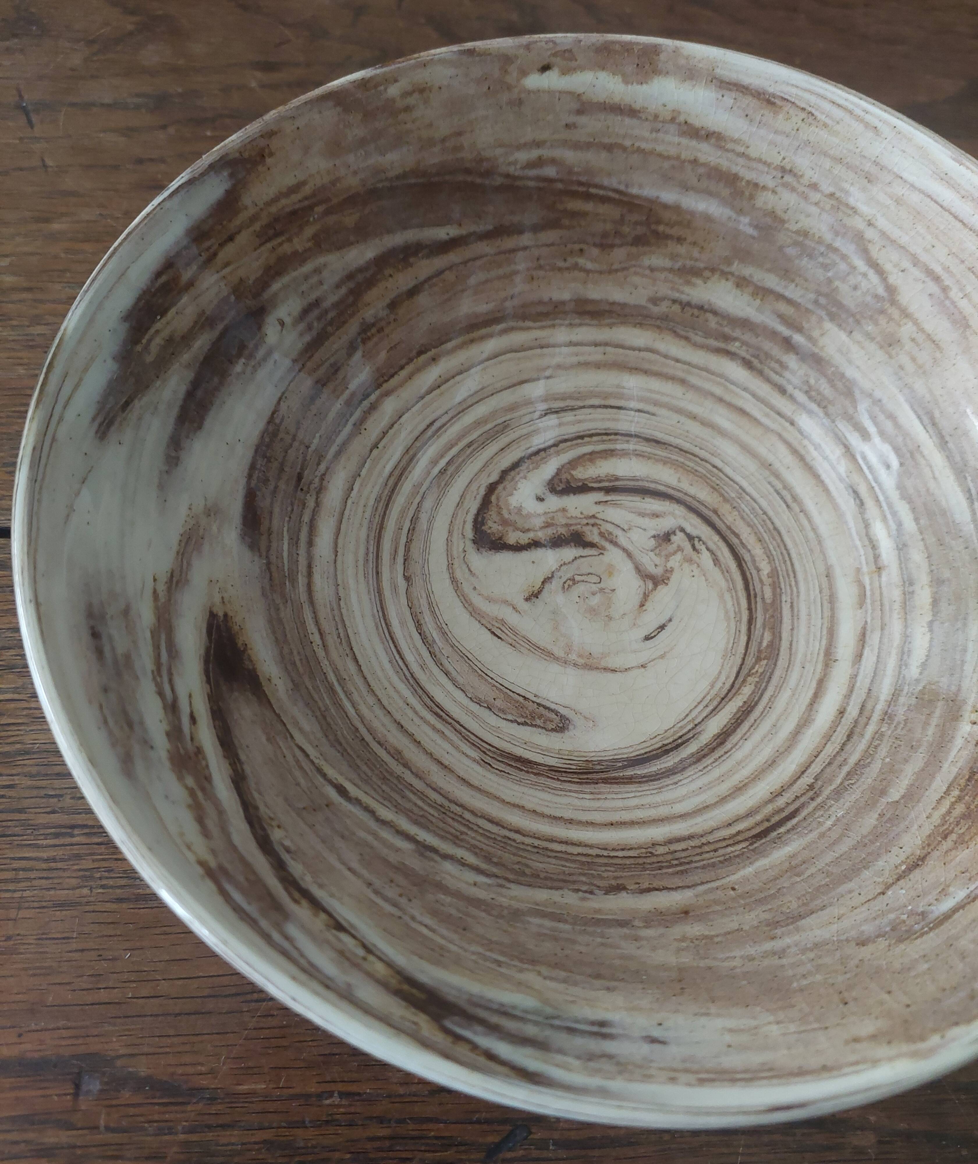 Ceramic salad bowl, glazed terracotta, mixed earth, 20th century