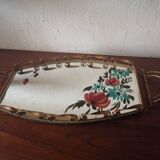 Plateau repas laiton miroir deco fleurs 1930 1960