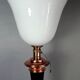 Antique large Mazda Art Deco lamp: opaline glass, wood & copper, 77 cm S802