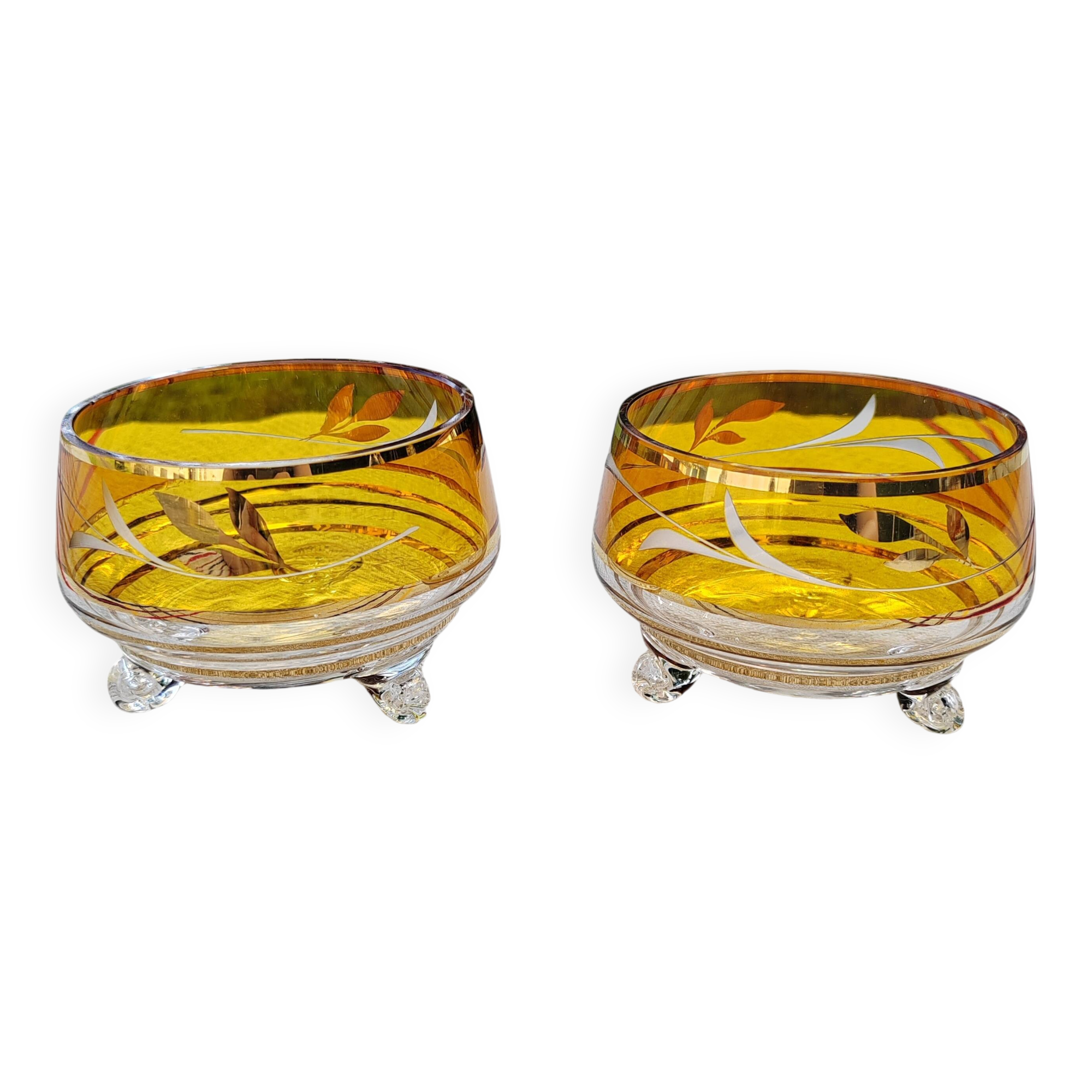 Pair of crystal stemmed bowls