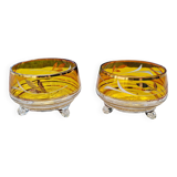 Pair of crystal stemmed bowls