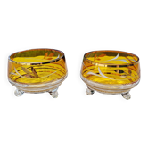 Pair of crystal stemmed bowls