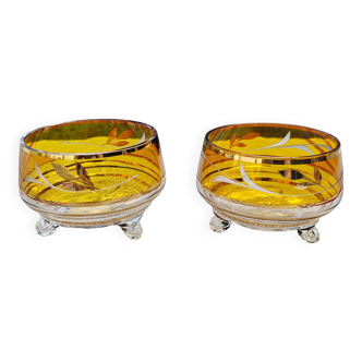 Pair of crystal stemmed bowls