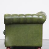 Canapé chesterfield 2,5 places en cuir de vache vert