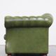 Stylish, English green cow leather spacious 2.5 seater chesterfield sofa