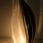 Black and White Penguin Murano Glass Table Lamp with Silver Flakes, Italy
