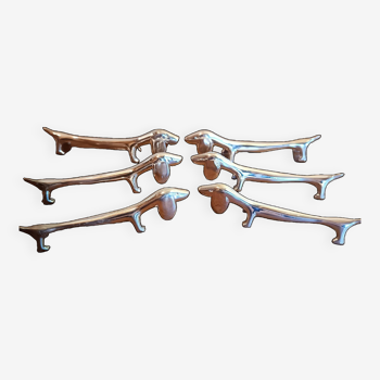 Six porte couteaux métal argenté chien basset
