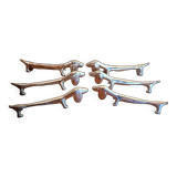 Six silver metal knife holders basset hound
