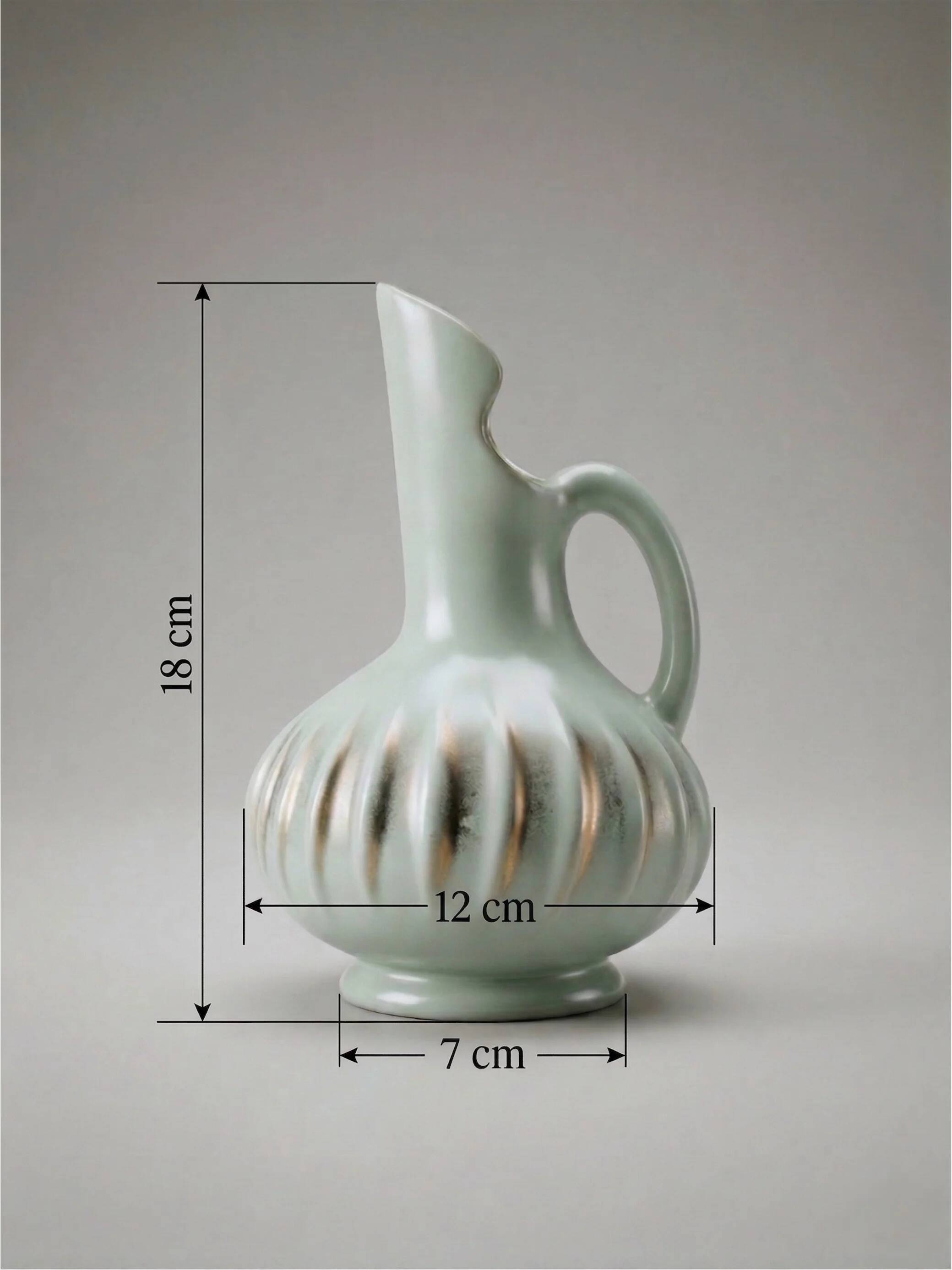 Ceramic vase B. Letalle Saint-Clément – model 9002 – iridescent celadon green – 1950s/60s – 18 cm