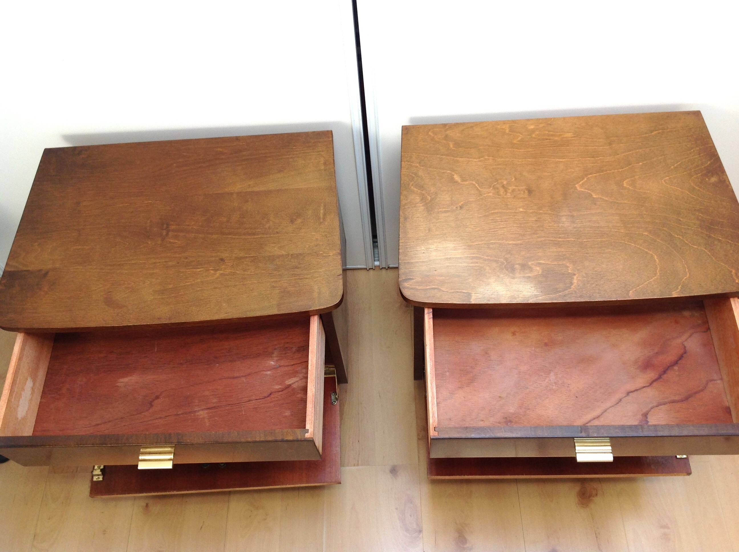 Pair of bedside tables with compass feet / vintage 50s-60s