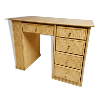 Light rattan desk, vintage
