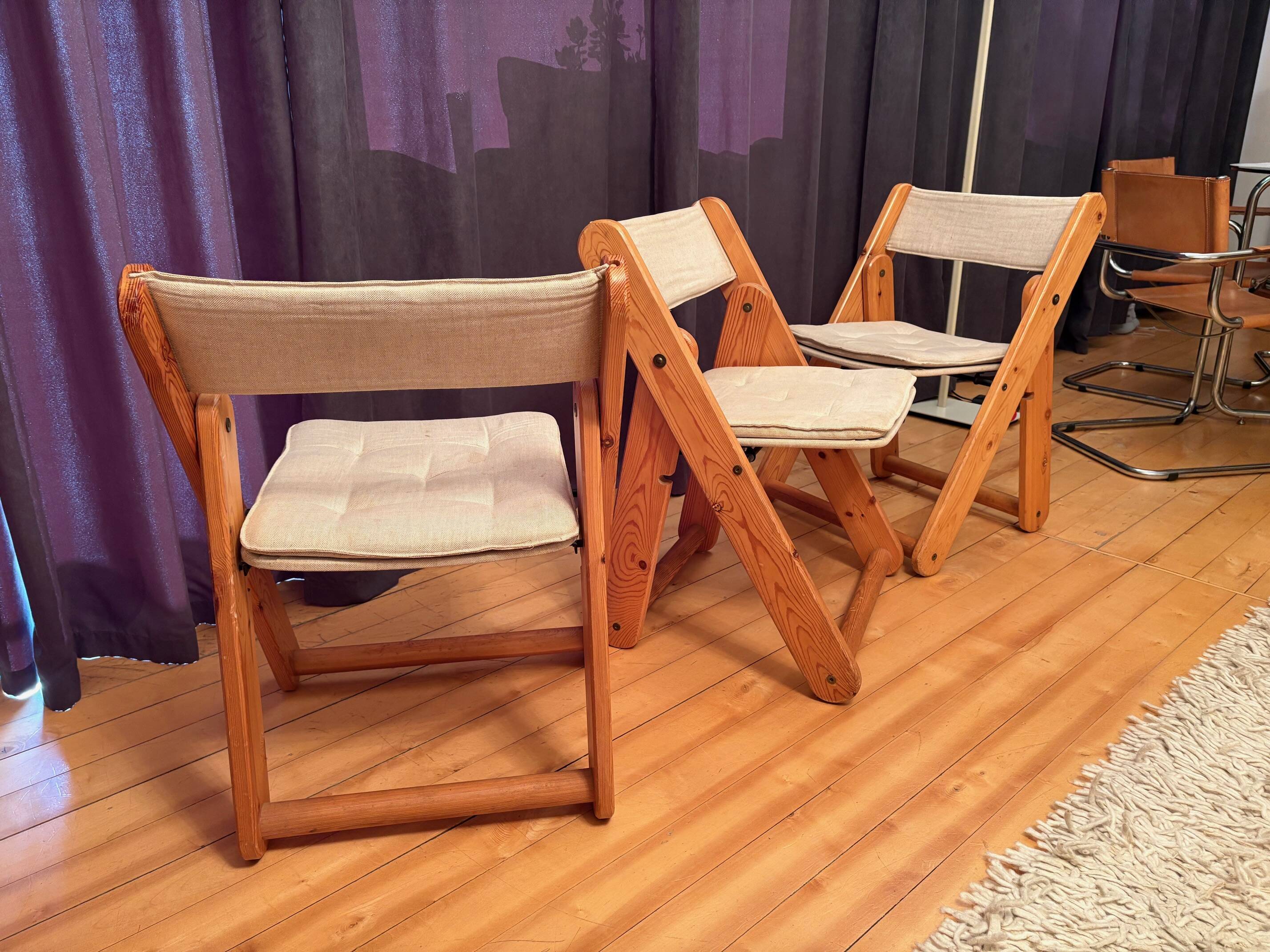 Set of three Kon-Tiki chairs designed by Gillis Lundgren, Ikea, Sweden, 197