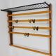 Rare coat rack by Carl Auböck with hat rack, cabinet, brass, walnut and beech, 1950s.