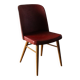 Chaise en skai rouge, pieds compas, années 60