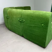 Modular green velvet corner sofa, 1970s