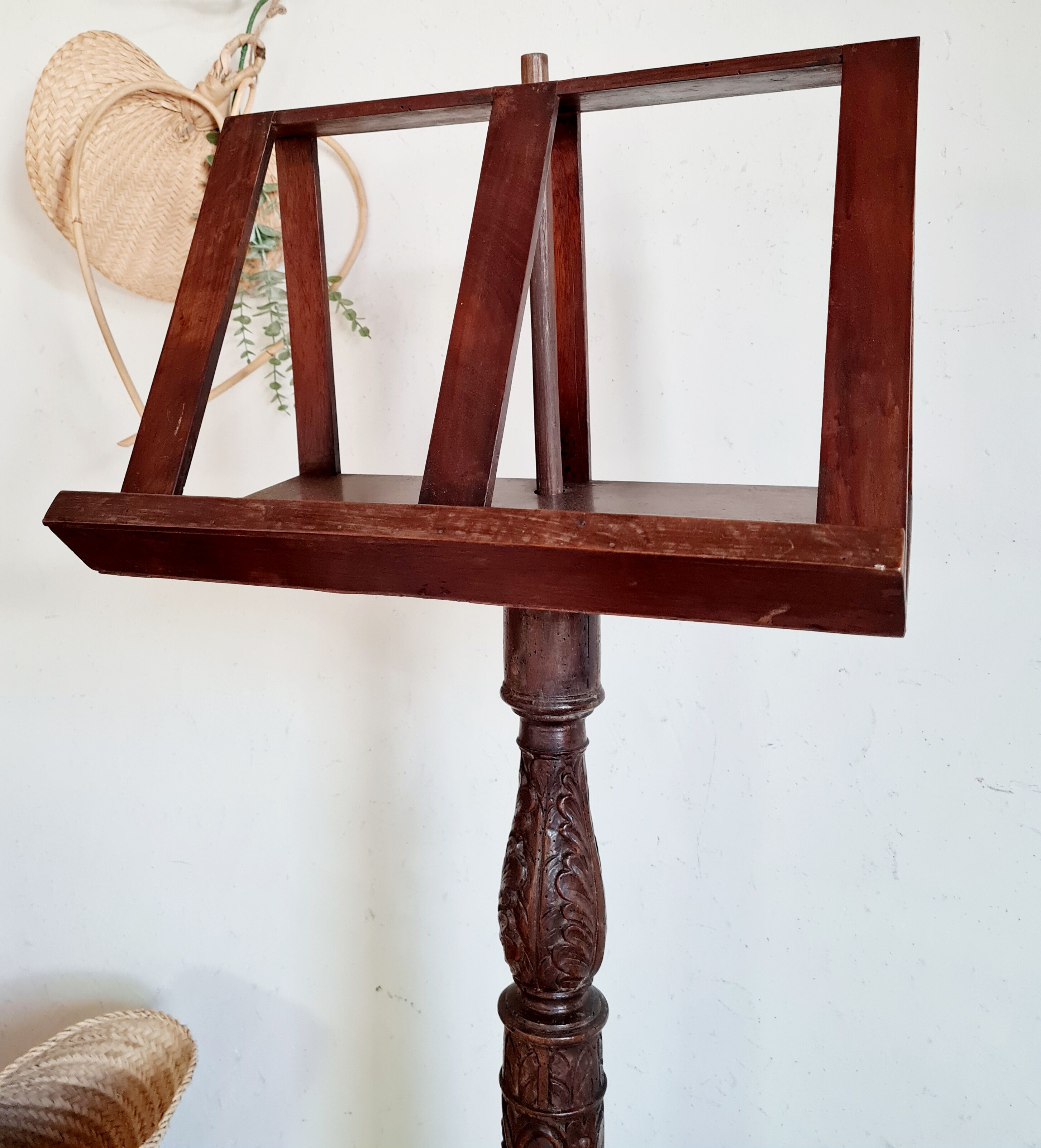 Old carved wooden church desk