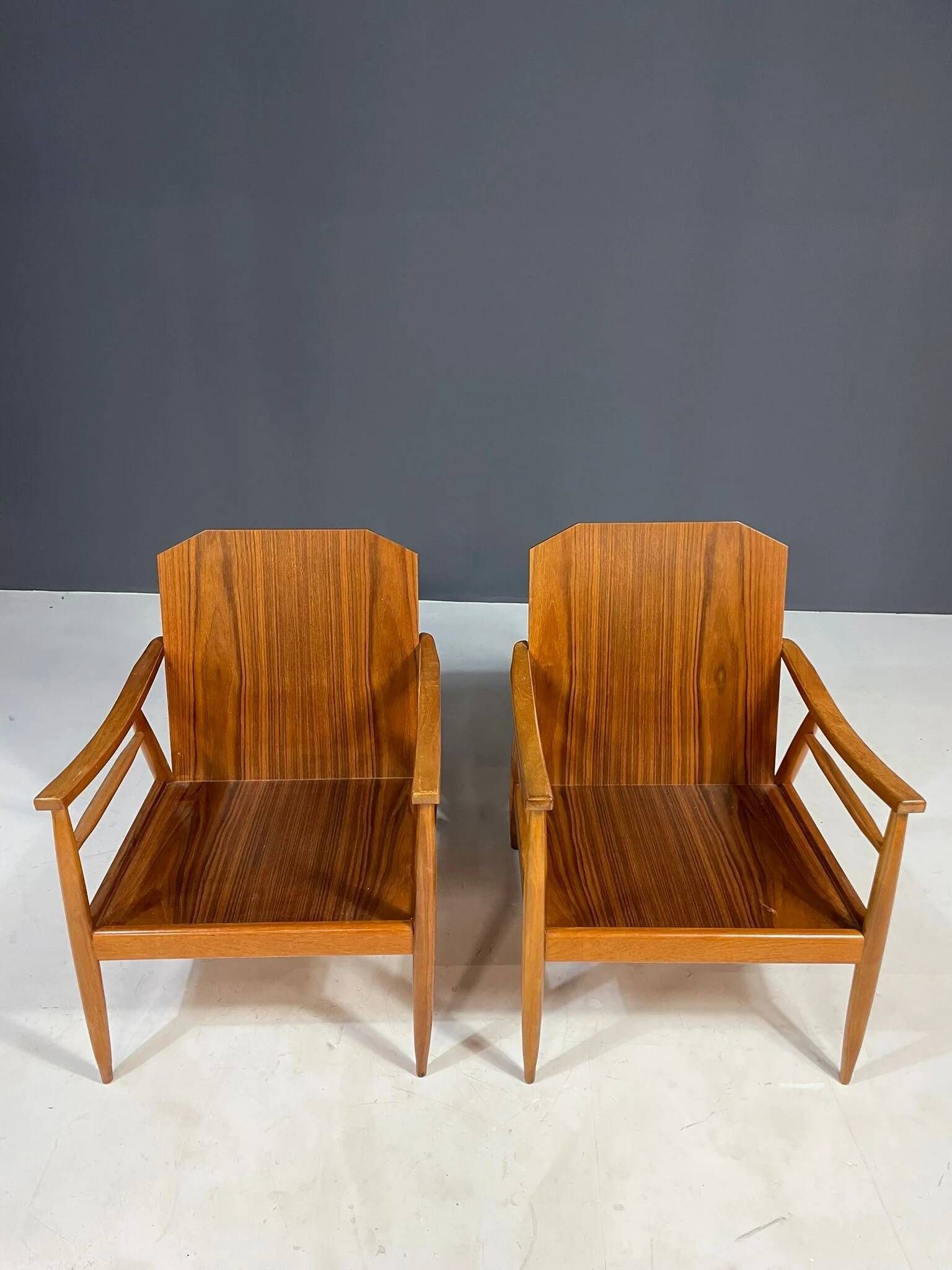 Pair of lounge armchairs mid century modern upholstered 1960s Czechoslovaki