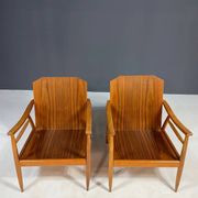 Pair of lounge armchairs mid century modern upholstered 1960s Czechoslovaki