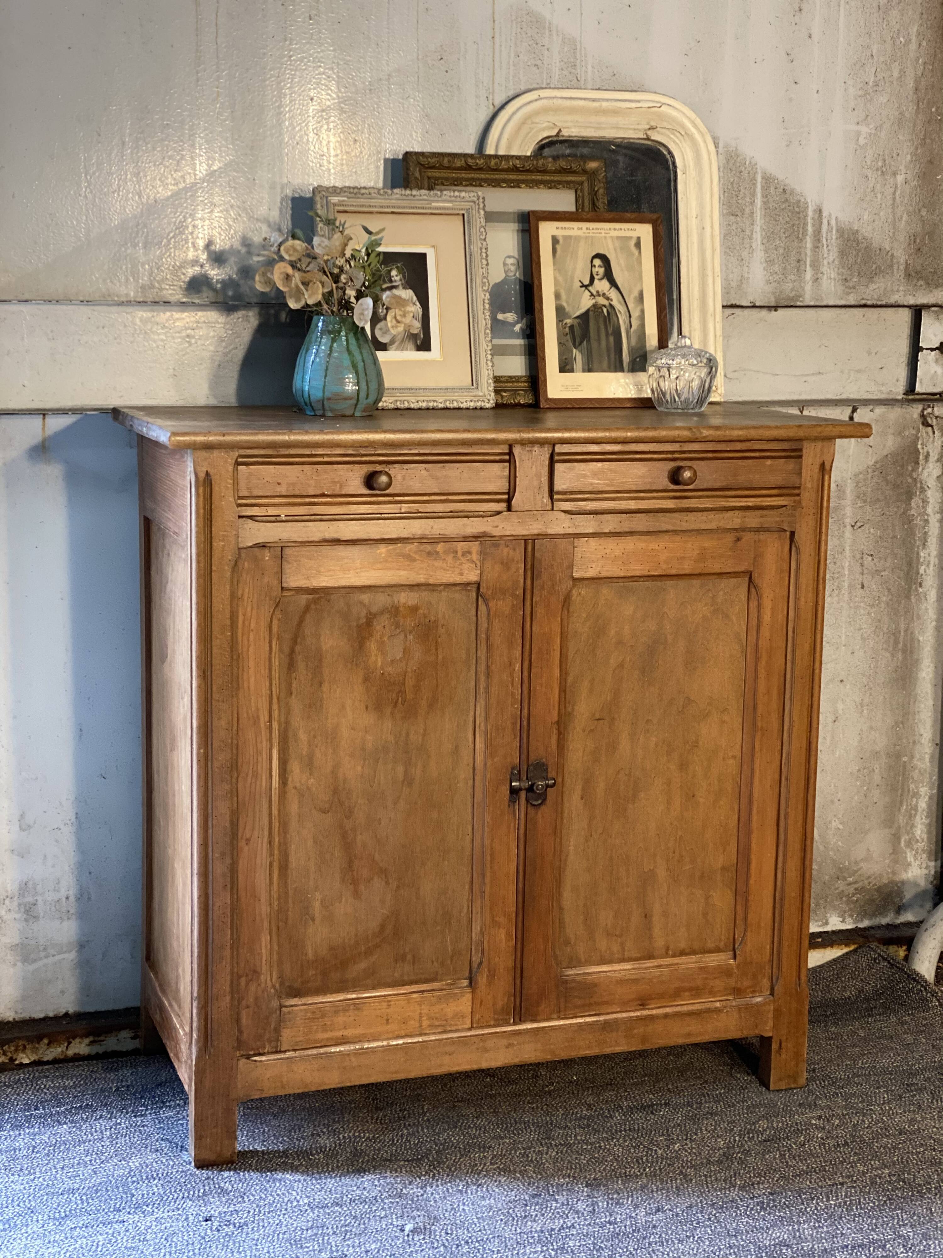 Old parisian raw wood side board