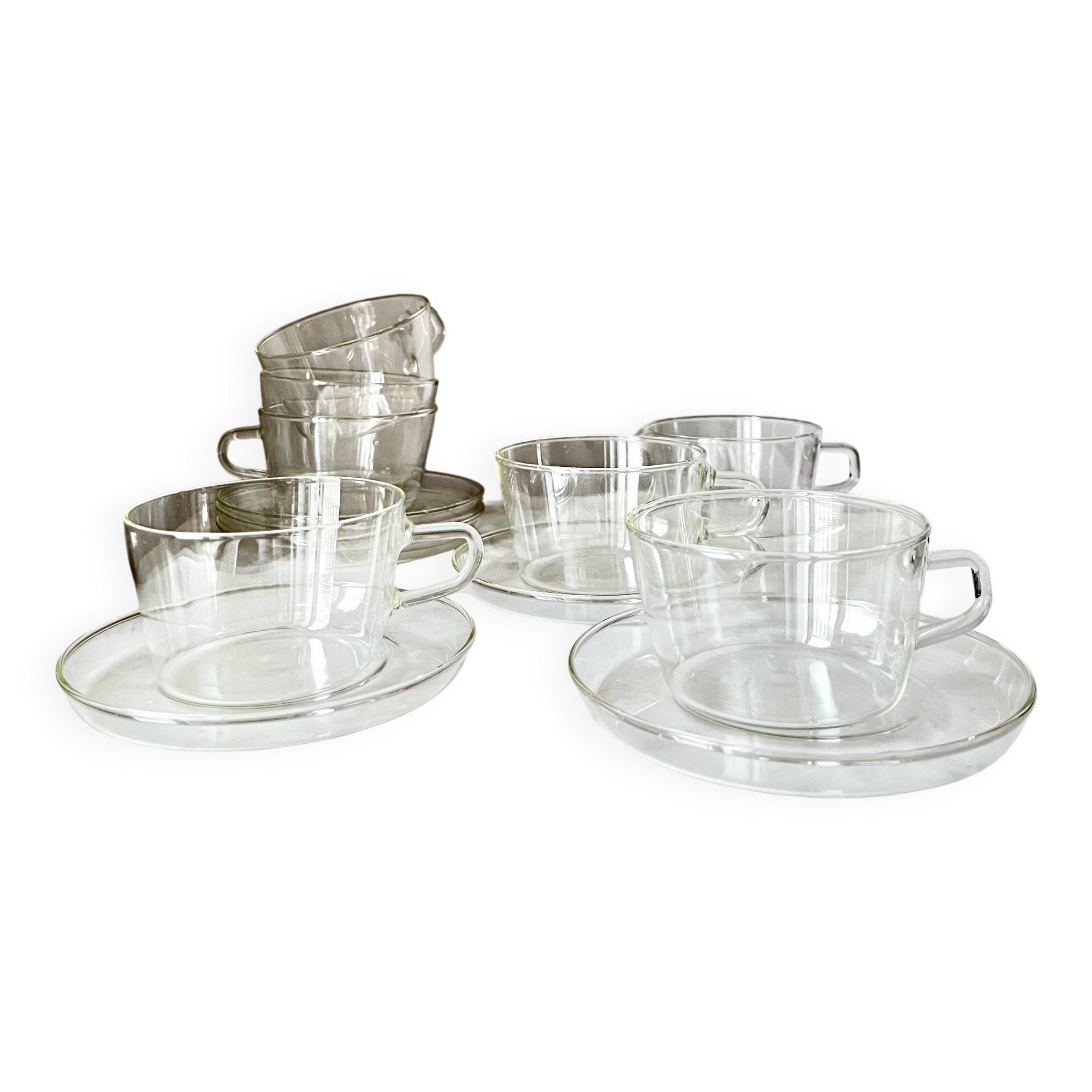 Vintage Glass Borosilicate Tea Set cups by Ilse Decho for Schott Jena, DDR
