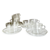 Service à thé vintage en verre borosilicate, tasses signées Ilse Decho pour Schott Jena, RDA