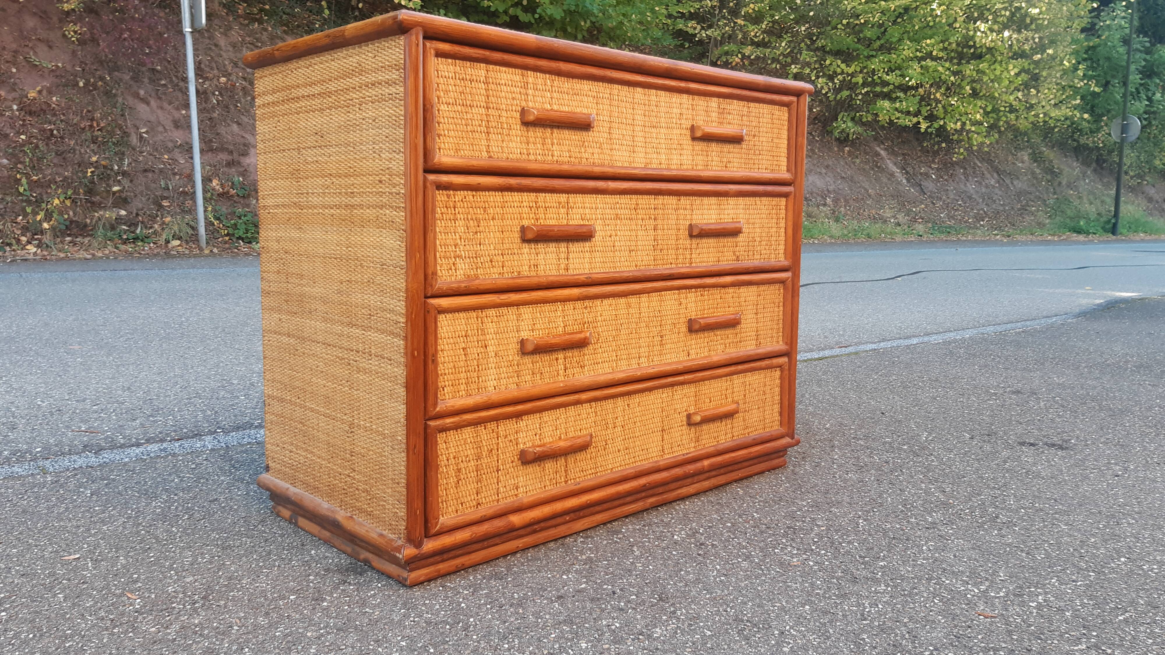 Commode osier et bambou