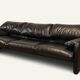 Maralunga 3-seater sofa in black leather by Vico Magistretti for Cassina