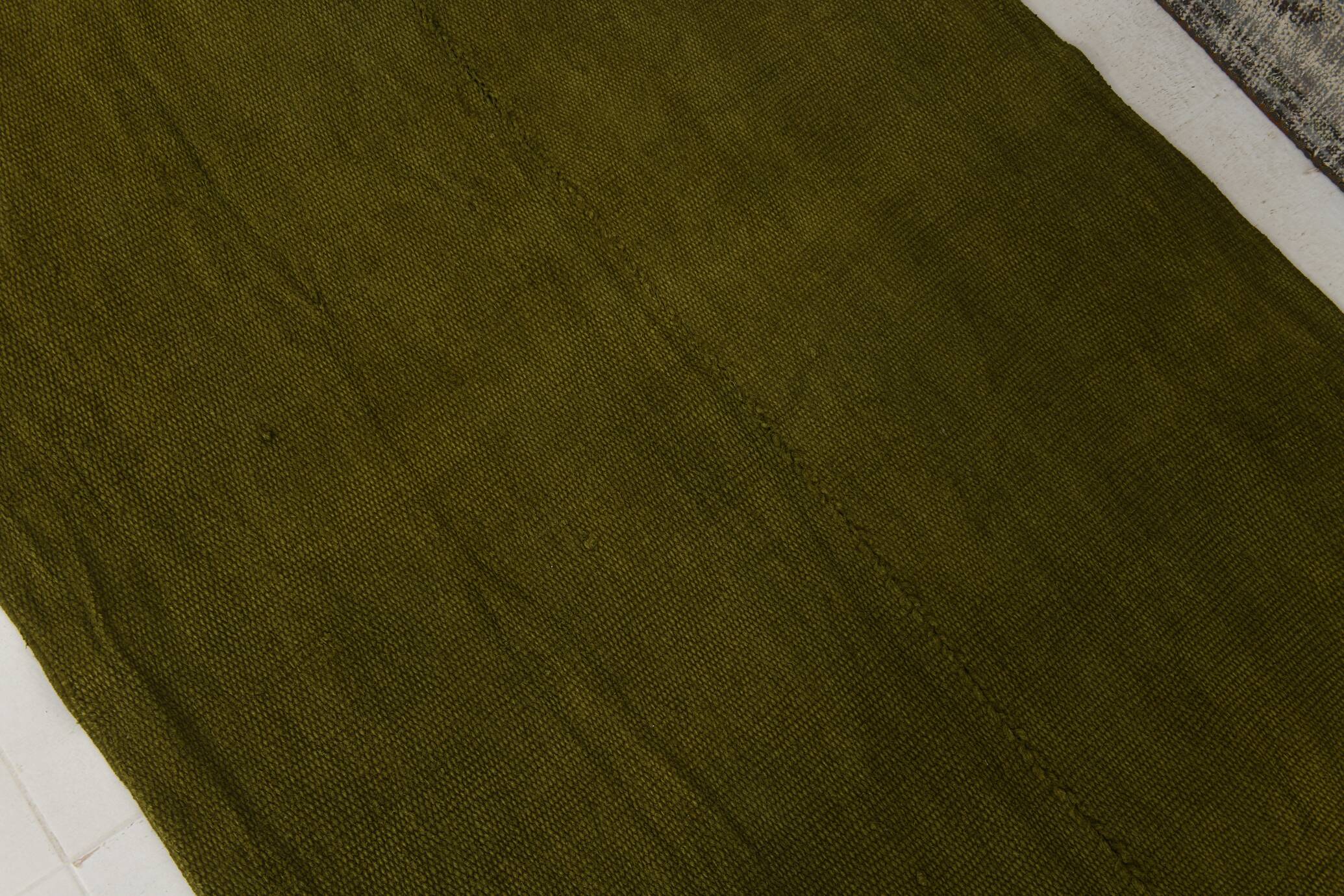 4x6 Army Green Vintage Kilim Rug, 114x184Cm