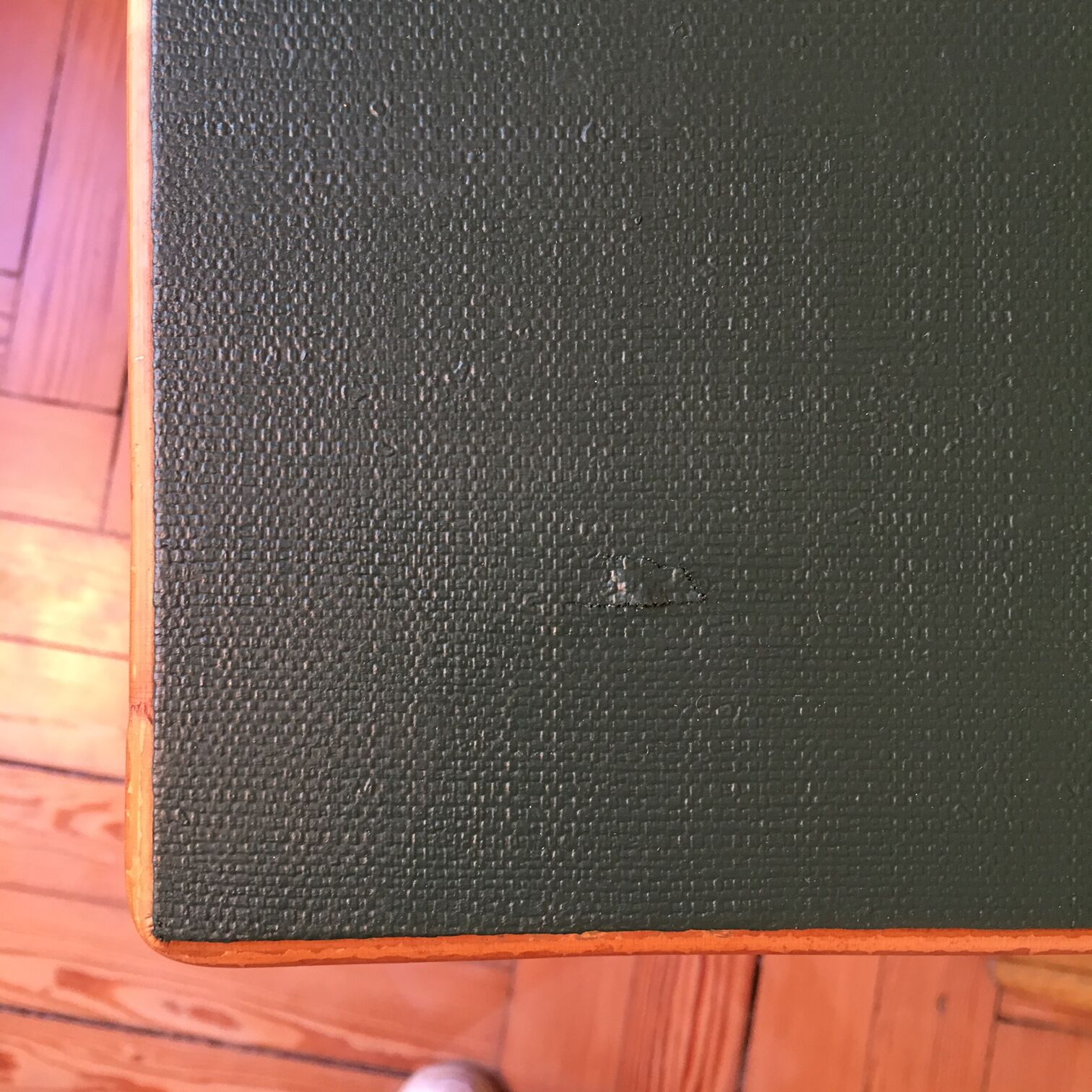 Desk and rattan chair