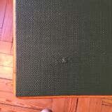 Desk and rattan chair