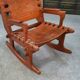 Armchair by Angel Pazmino in wood and red leather 1960's
